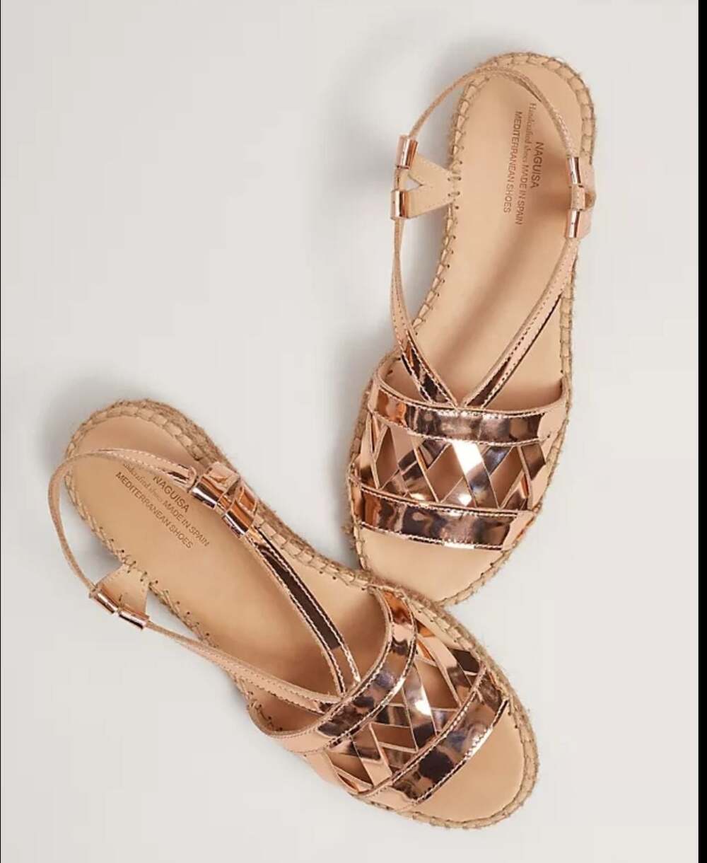 Naguisa Asvi Metallic Leather Espadrille Sandals, Size 38